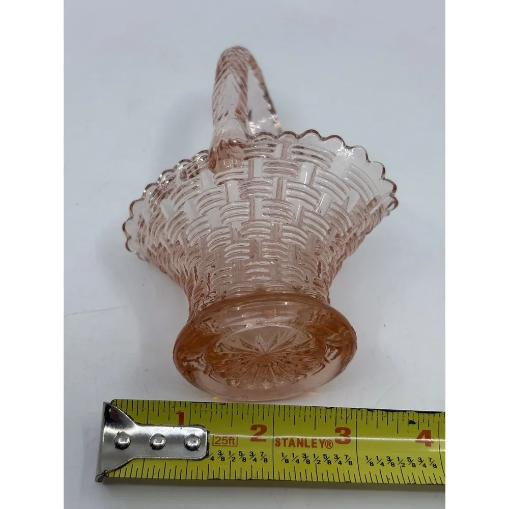 Antique Fenton Dugan Diamond Pink Basket Weave Basket, 1920's, See Photos